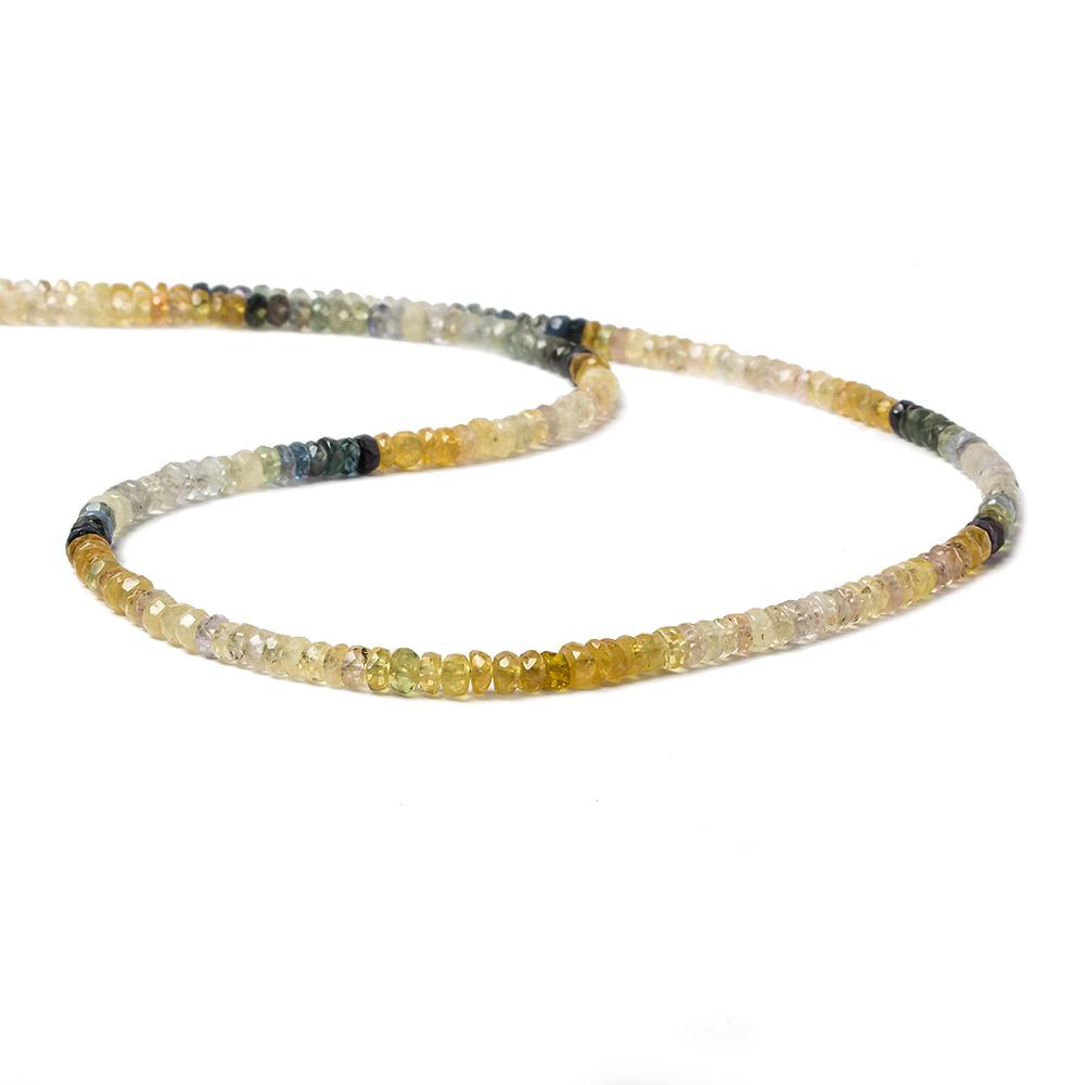 3.5mm Yellow and Blue Songia Sapphire rondelles 18 inch 230 beads A Grade - Beadsofcambay.com