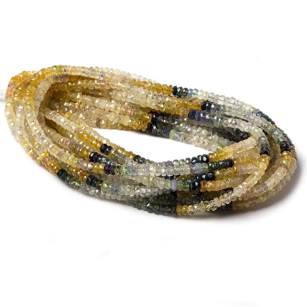 3.5mm Yellow and Blue Songia Sapphire rondelles 18 inch 230 beads A Grade - Beadsofcambay.com