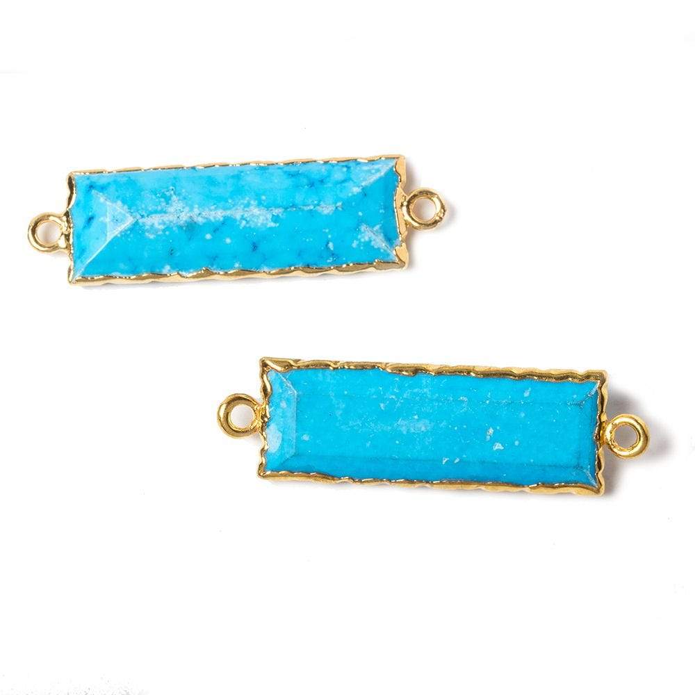 35x10mm Gold Leafed Turquoise Howlite Faceted Bar Connector 1 piece - Beadsofcambay.com