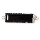 35x10mm Silver Leafed Black Chalcedony Faceted Bar Connector 1 piece - Beadsofcambay.com