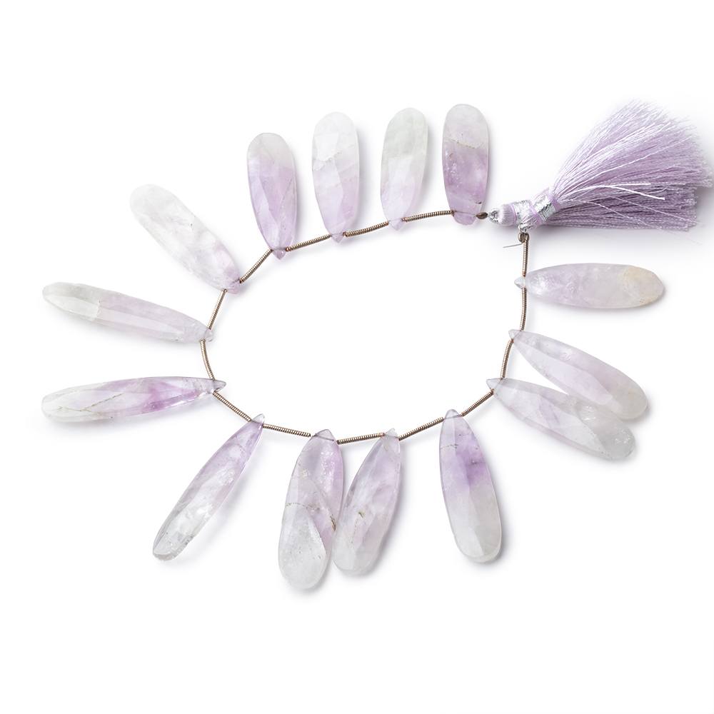 35x13-46x10mm Bi-Color Amethyst & Crystal Quartz Faceted Pears 7.5 inch 13 Beads - Beadsofcambay.com
