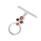 35x18mm Sterling Silver Toggle Round with Four Garnet 1 Finding - Beadsofcambay.com