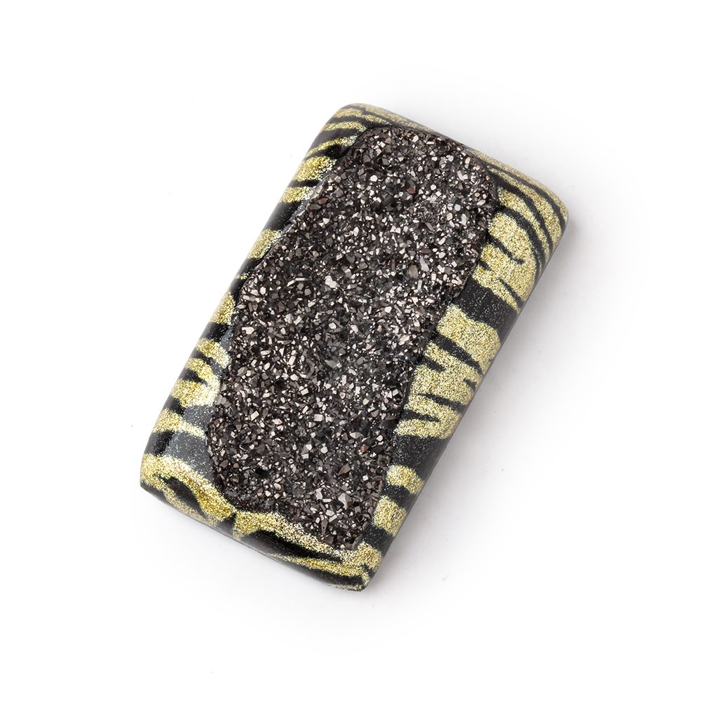 35x20mm Hand Painted Drusy Rectangular Cabochon 1 Focal Piece - Beadsofcambay.com