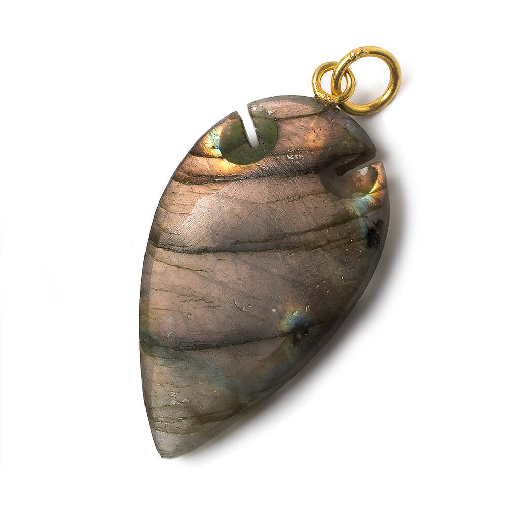 35x20mm Labradorite Matte Arrowhead Focal Pendant 1 piece - Beadsofcambay.com