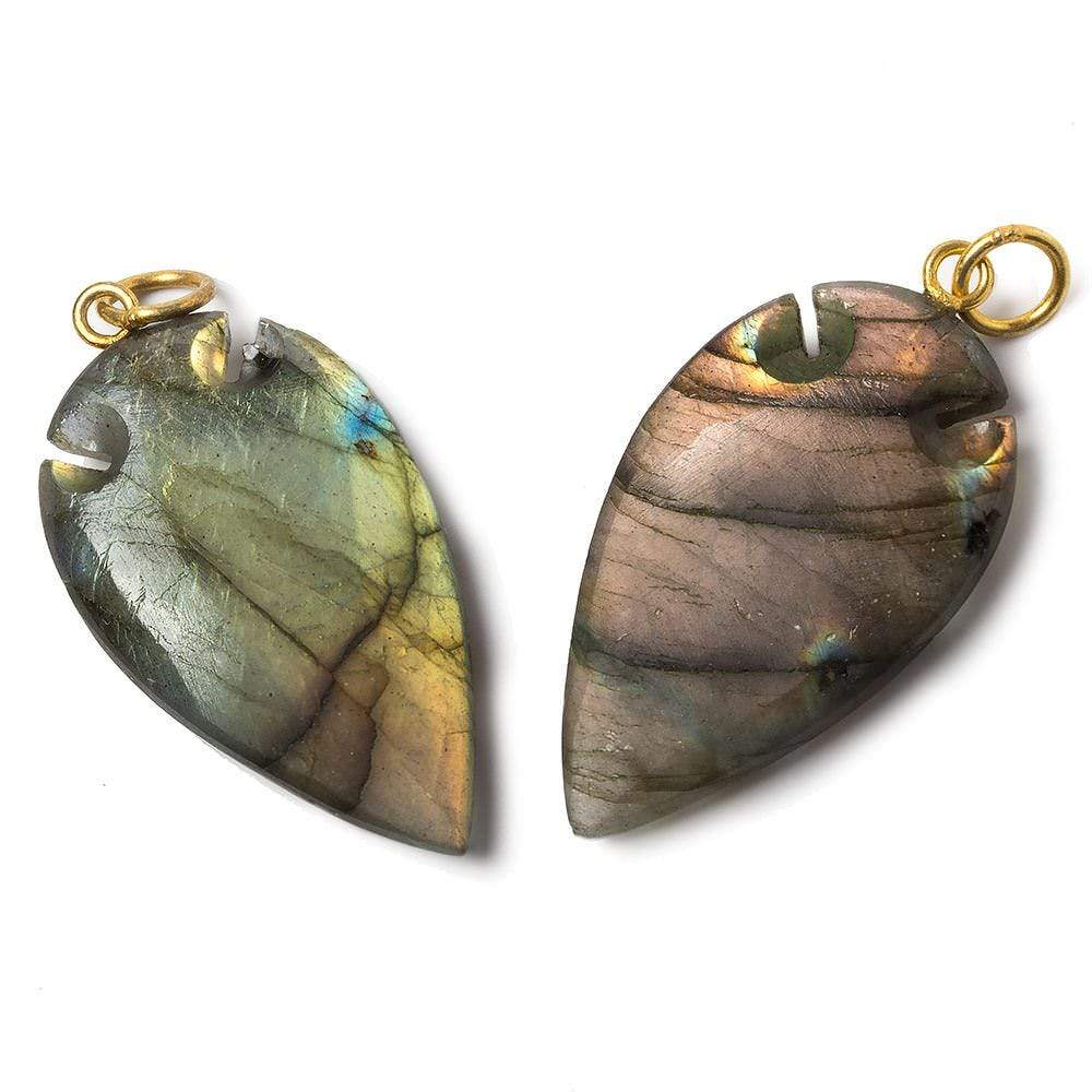 35x20mm Labradorite Matte Arrowhead Focal Pendant 1 piece - Beadsofcambay.com