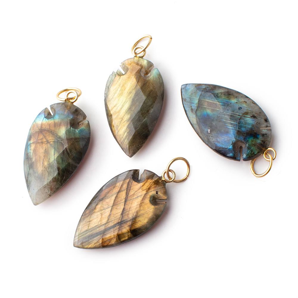 35x21mm Labradorite faceted Arrowhead Focal Pendant 1 piece - Beadsofcambay.com