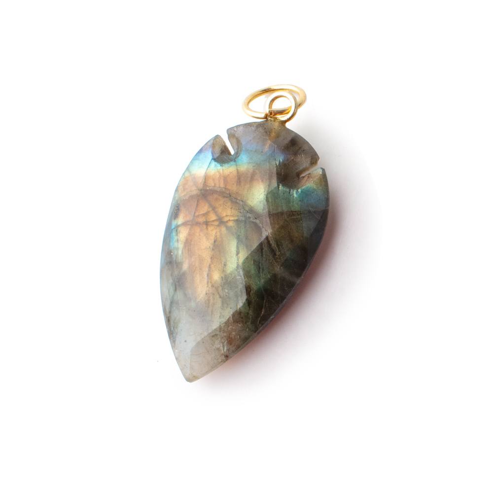 35x21mm Labradorite faceted Arrowhead Focal Pendant 1 piece - Beadsofcambay.com