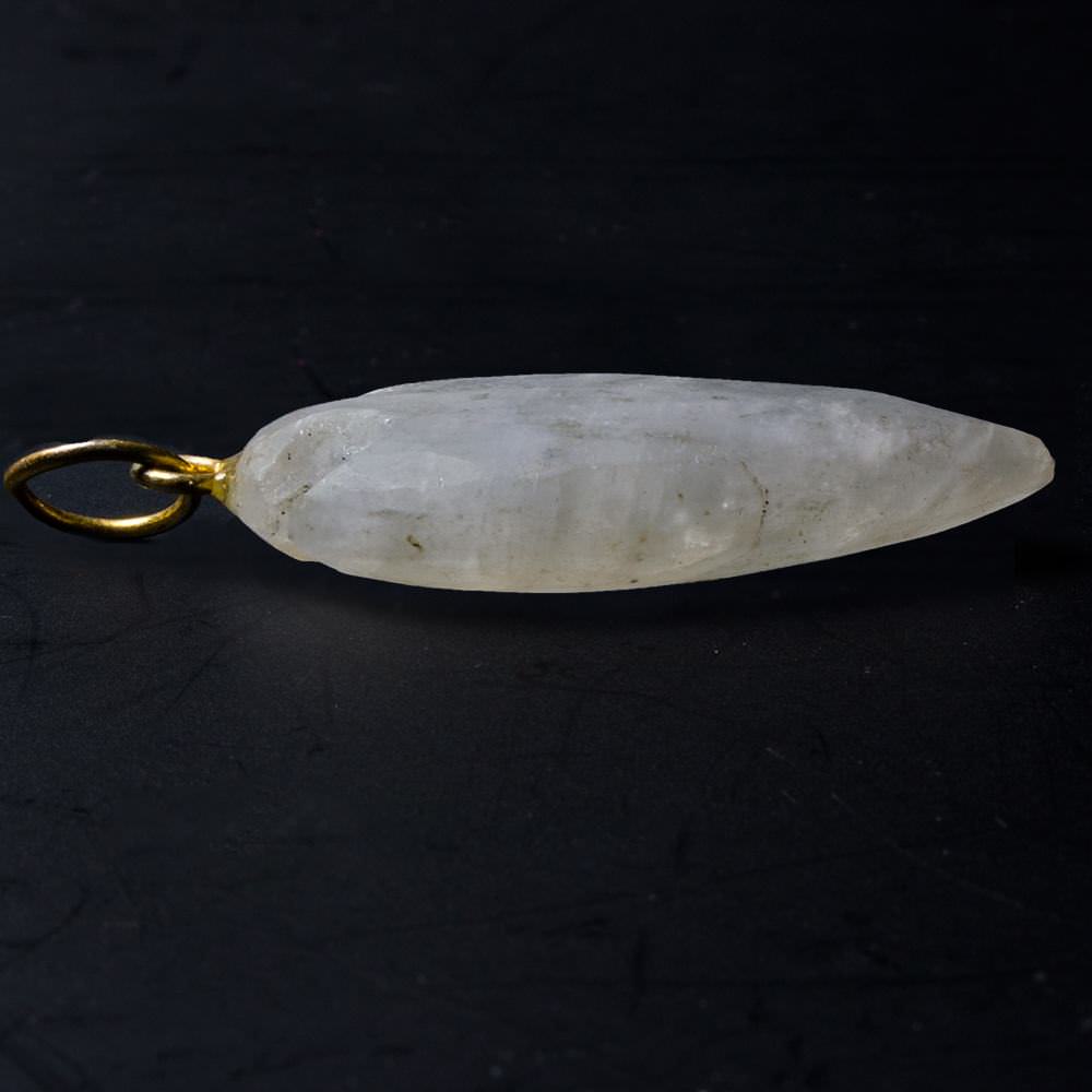 35x21mm Matte Rainbow Moonstone faceted Arrowhead Focal Pendant 1 pc - Beadsofcambay.com