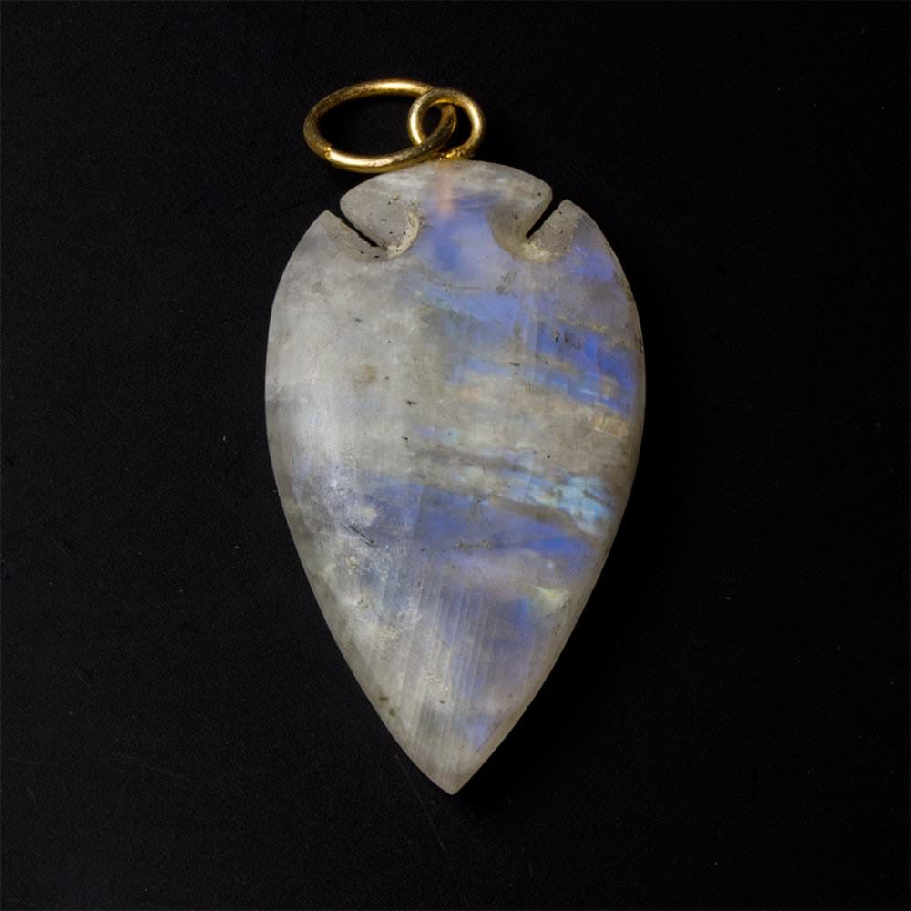 35x21mm Matte Rainbow Moonstone faceted Arrowhead Focal Pendant 1 pc - Beadsofcambay.com