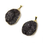 35x28x6mm Gold Leafed Amethyst Drusy Pendant with Gold Bail 1 piece - Beadsofcambay.com