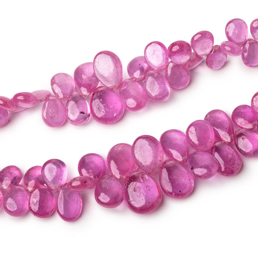 3.5x3-10.5x8.5mm Pink Sapphire Plain Pear Beads Set of 2 Strands AAA - Beadsofcambay.com
