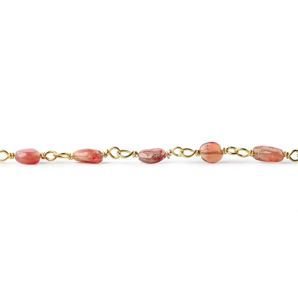 3.5x3-4.5x3mm Ethiopian Opal plain nugget Vermeil Chain by the foot - Beadsofcambay.com