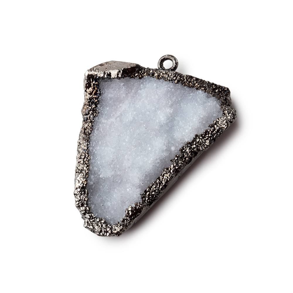 35x32mm Black Gold Leafed Gray Drusy Freeform Pendant 1 piece - Beadsofcambay.com