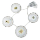 35x35-40x40mm Silver Leafed Solar Quartz Slices AAA Grade 4 pieces - Beadsofcambay.com