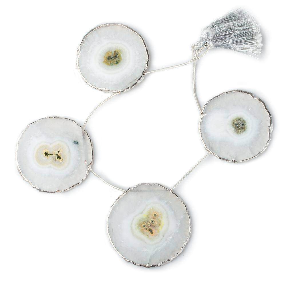 35x35-40x40mm Silver Leafed Solar Quartz Slices AAA Grade 4 pieces - Beadsofcambay.com