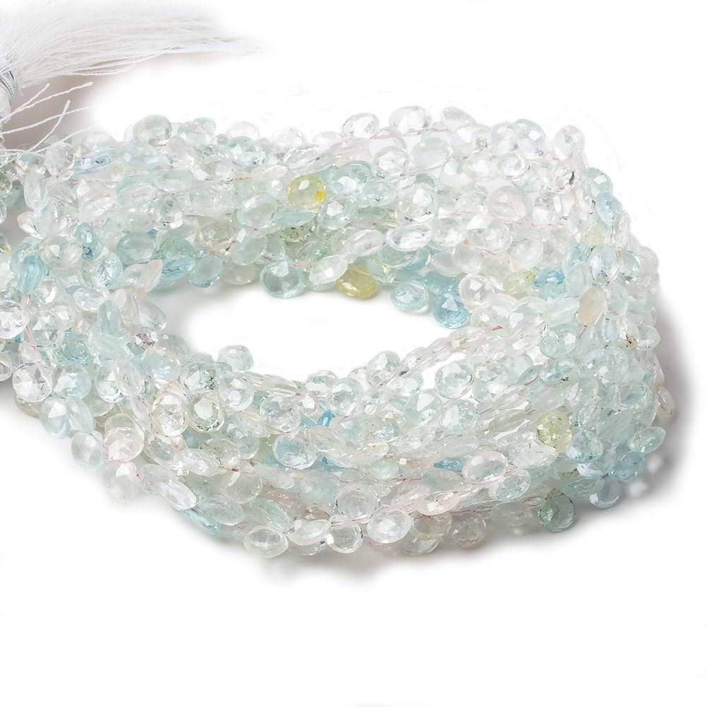 3.5x3.5-5x5mm Multi Beryl faceted heart briolette beads 16 inch 150 pieces A - Beadsofcambay.com
