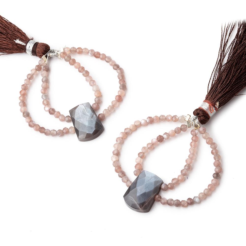 35x35mm Chocolate Moonstone Fancy Focal Beads Sold as a Set of 2 - Beadsofcambay.com