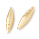 35x9mm 22kt Gold Plated Copper Brushed Patterned Marquise Set of 2 Beads - Beadsofcambay.com