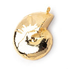 36.5x31.5mm Gold Leafed Ammonite Fossil Pendant 1 focal piece - Beadsofcambay.com