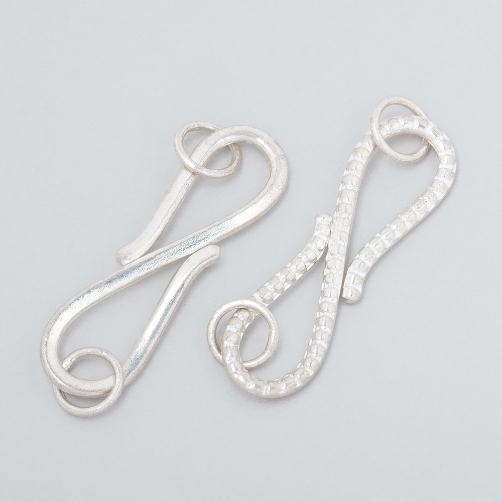 36x10mm Sterling Silver S Hook Ribbed Design 1 piece - Beadsofcambay.com