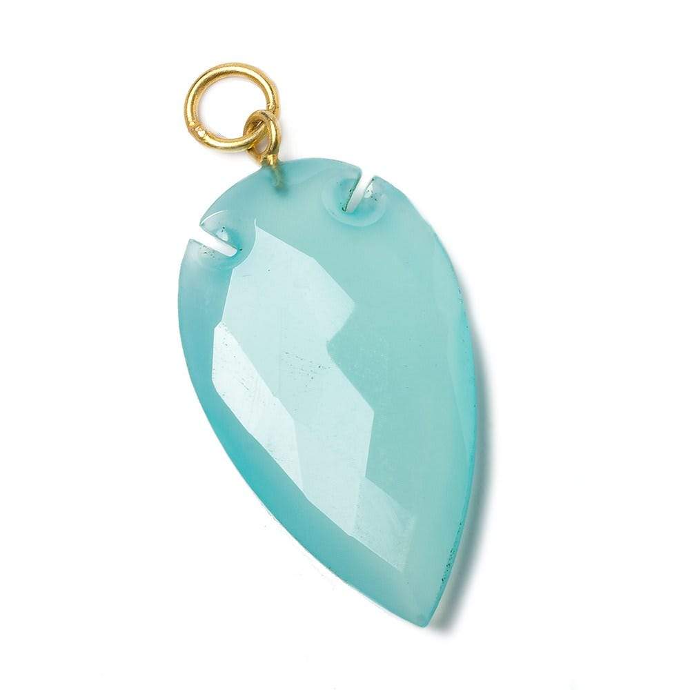 36x20mm Aqua Blue Chalcedony Faceted Arrowhead Focal Pendant 1 piece - Beadsofcambay.com
