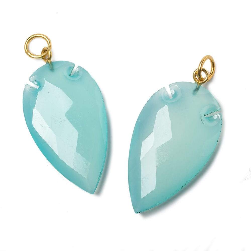 36x20mm Aqua Blue Chalcedony Faceted Arrowhead Focal Pendant 1 piece - Beadsofcambay.com