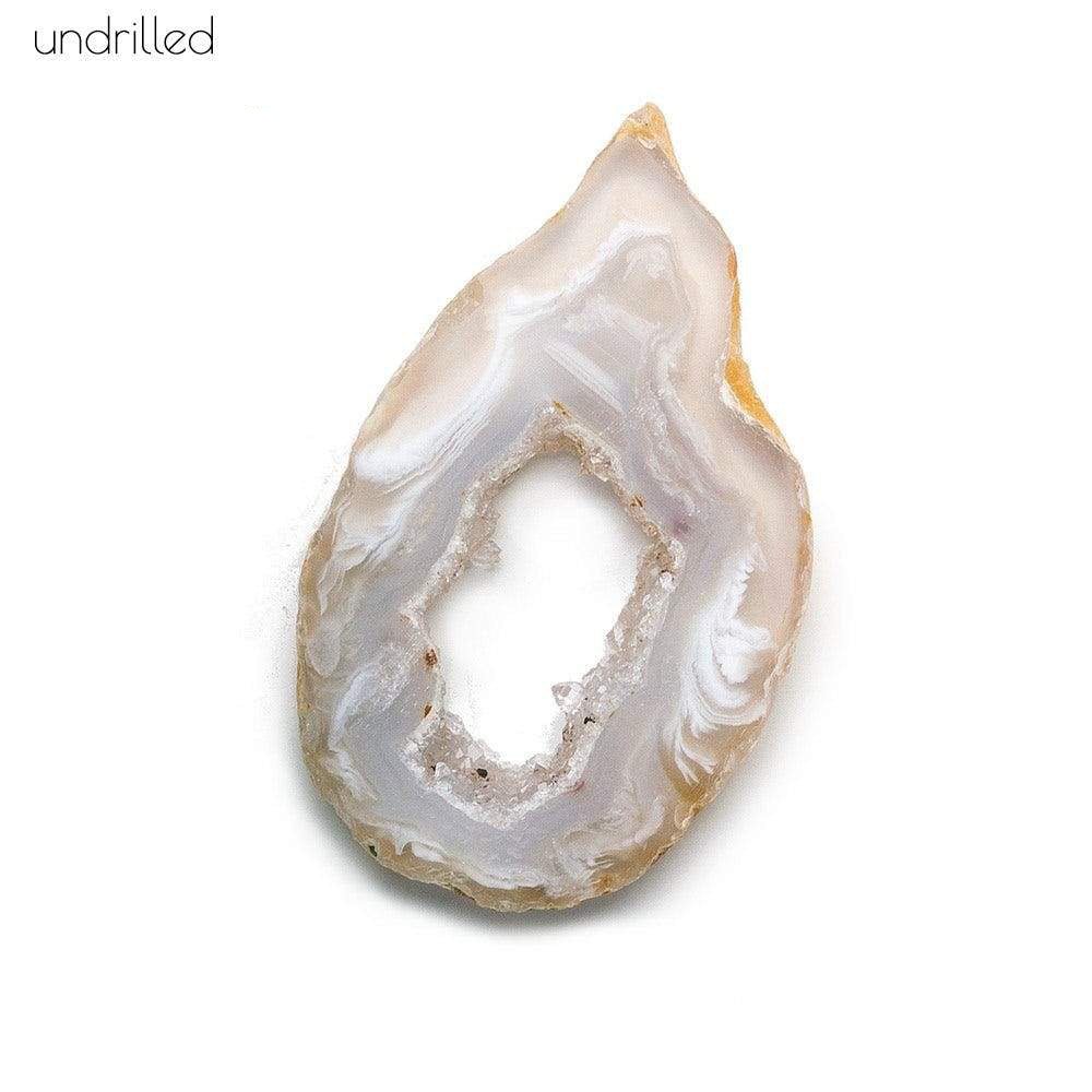 36x20mm Beige & White Color Occo Agate Slice 1 piece - Beadsofcambay.com