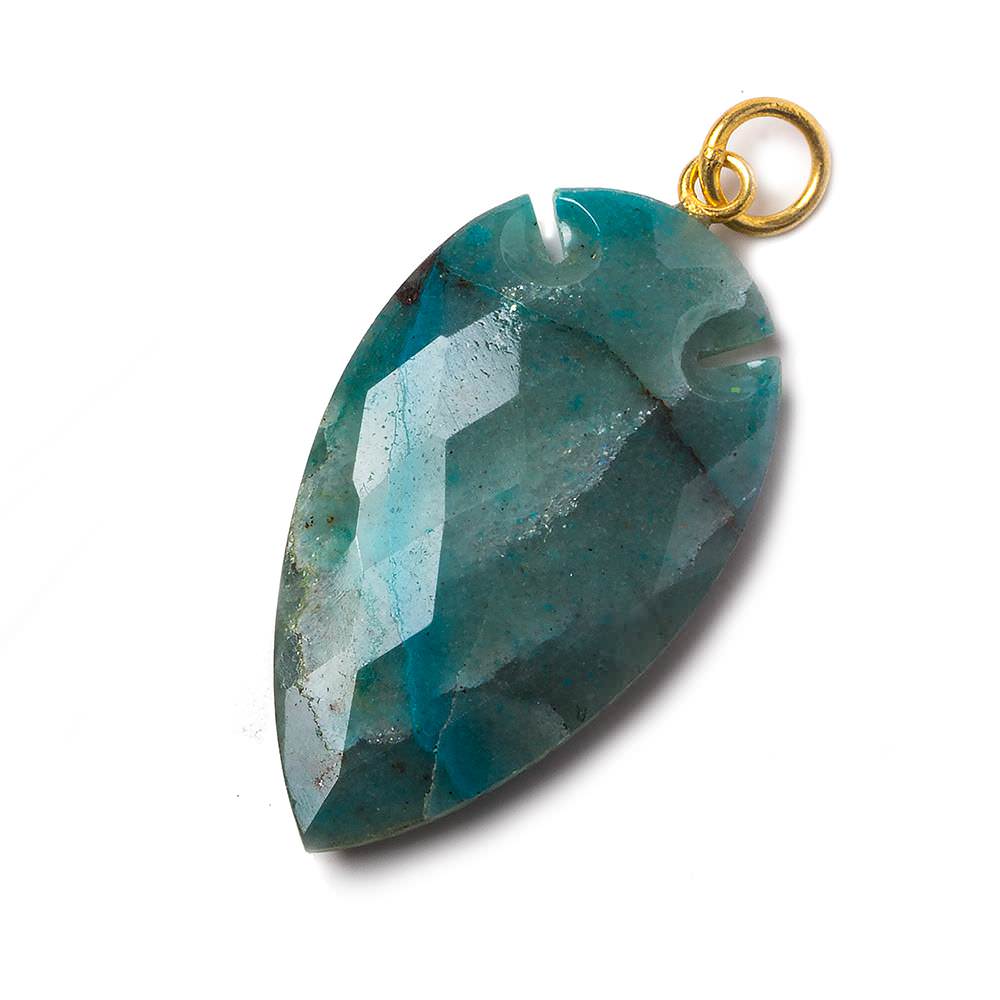 36x20mm Chrysocolla Faceted Arrowhead Focal Pendant 1 piece - Beadsofcambay.com