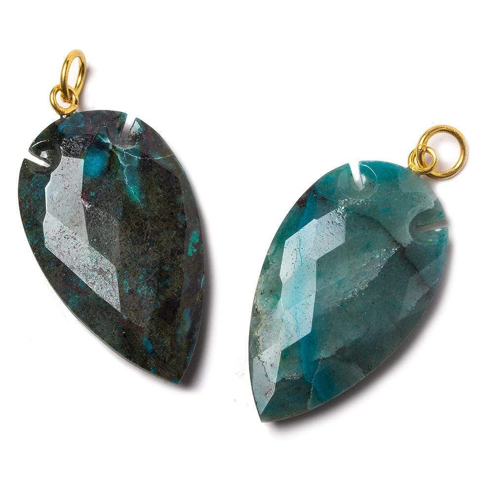 36x20mm Chrysocolla Faceted Arrowhead Focal Pendant 1 piece - Beadsofcambay.com