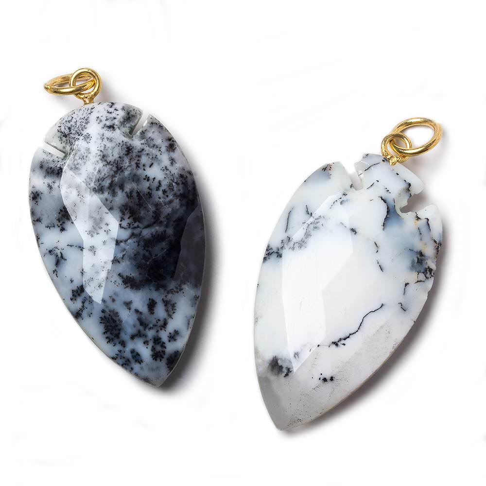 36x20mm Dendritic Opal Faceted Arrowhead Focal Pendant 1 piece - Beadsofcambay.com