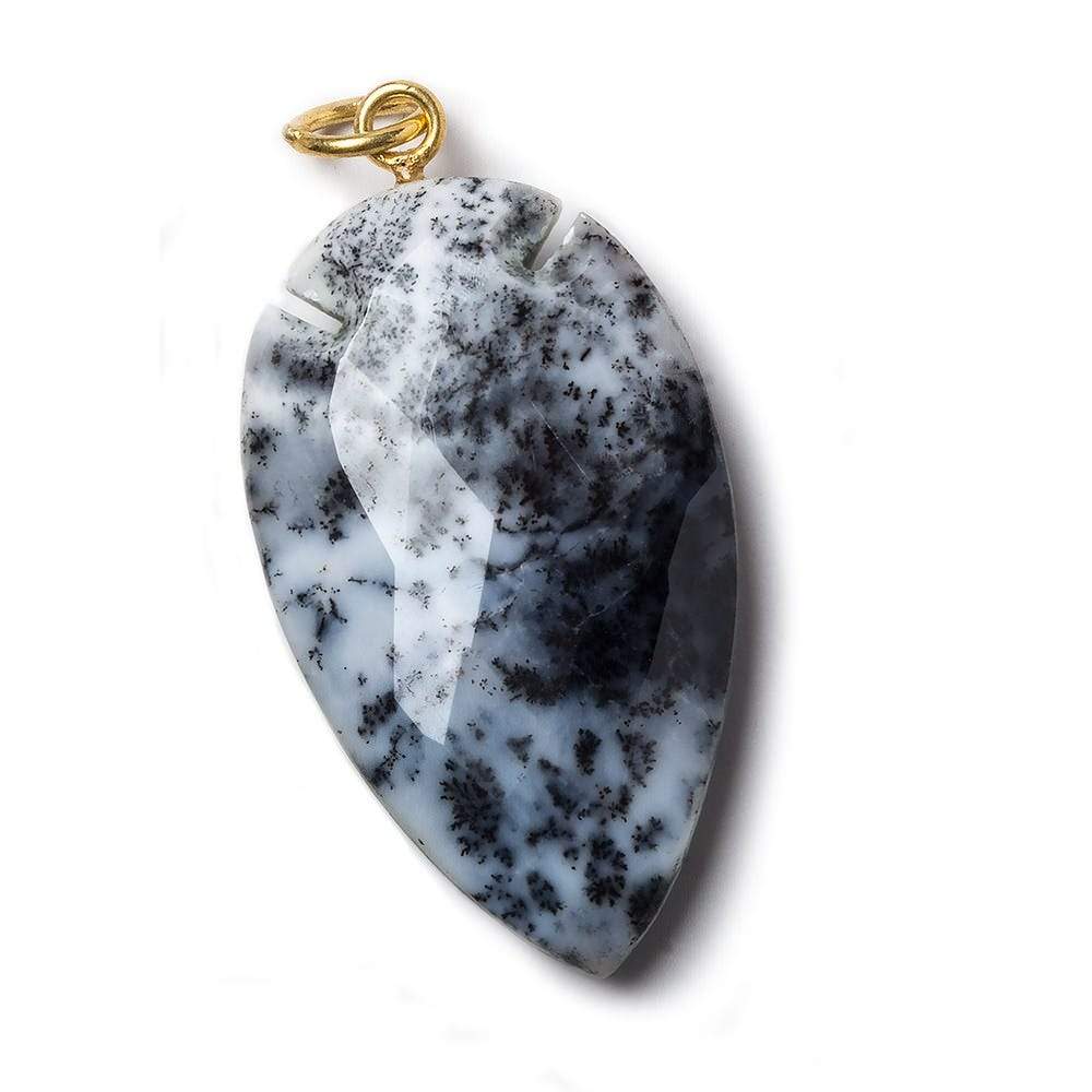 36x20mm Dendritic Opal Faceted Arrowhead Focal Pendant 1 piece - Beadsofcambay.com
