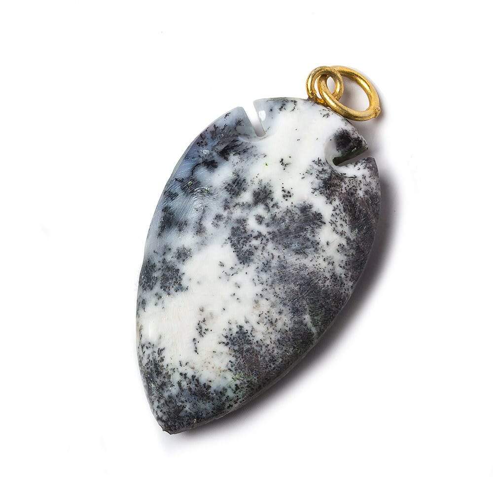 36x20mm Dendritic Opal Matte Arrowhead Focal Pendant 1 piece - Beadsofcambay.com