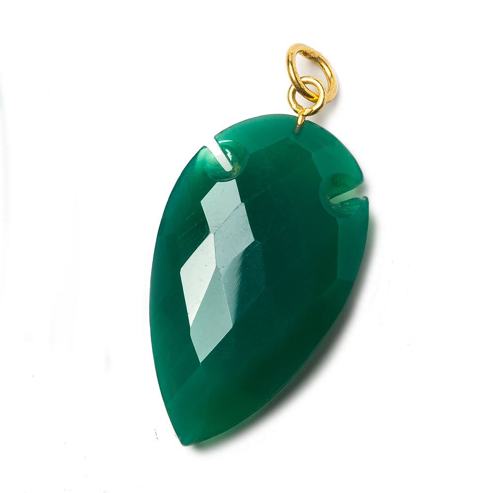 36x20mm Pine Green Onyx Faceted Arrowhead Focal Pendant 1 piece - Beadsofcambay.com