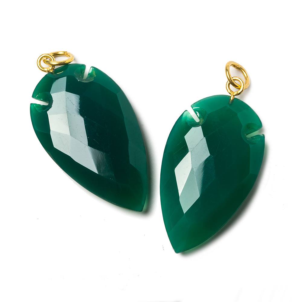36x20mm Pine Green Onyx Faceted Arrowhead Focal Pendant 1 piece - Beadsofcambay.com