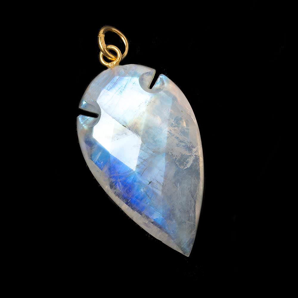 36x20mm Rainbow Moonstone Faceted Arrowhead Focal Pendant 1 piece - Beadsofcambay.com