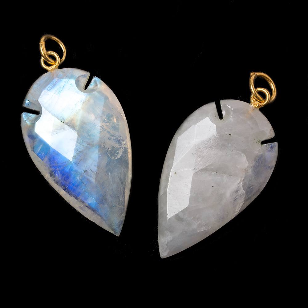 36x20mm Rainbow Moonstone Faceted Arrowhead Focal Pendant 1 piece - Beadsofcambay.com