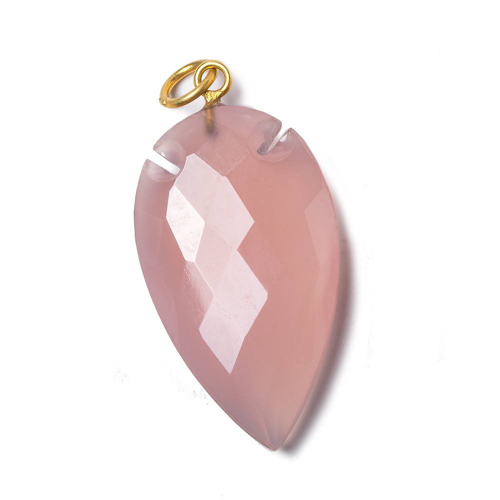 36x20mm Rose Pink Chalcedony Faceted Arrowhead Focal Pendant 1 piece - Beadsofcambay.com