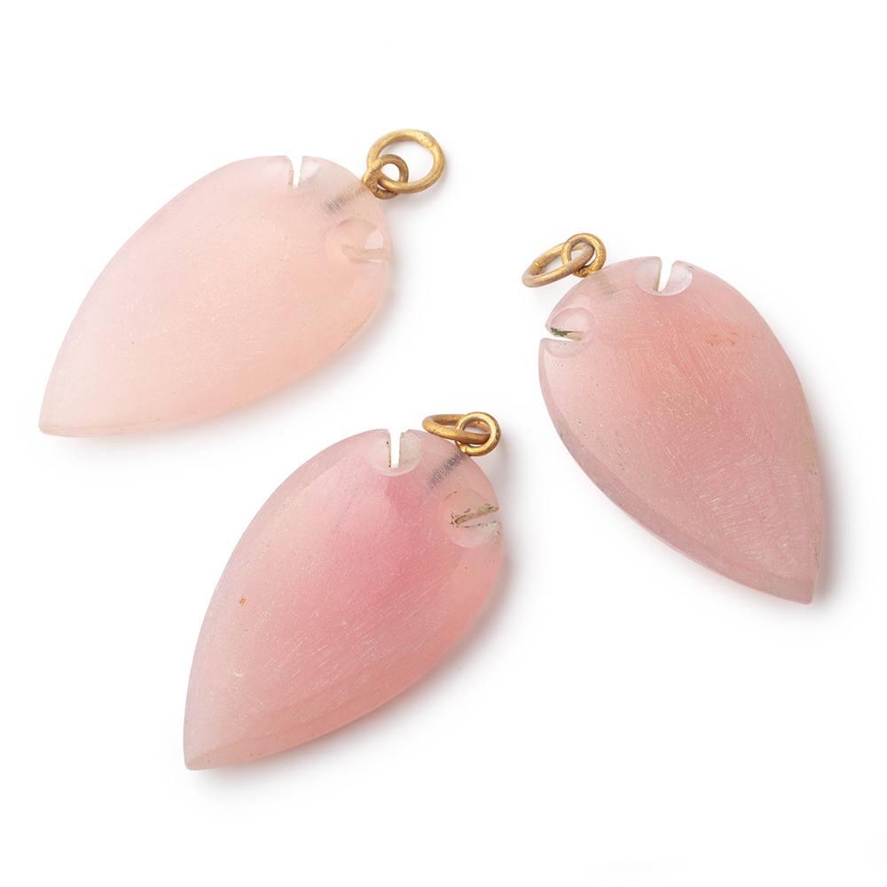 36x20mm Rose Pink Chalcedony Matte Arrowhead Focal Pendant 1 piece - Beadsofcambay.com
