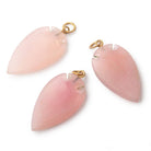 36x20mm Rose Pink Chalcedony Matte Arrowhead Focal Pendant 1 piece - Beadsofcambay.com