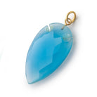 36x20mm Santorini Blue Chalcedony Faceted Arrowhead Focal Pendant 1 piece - Beadsofcambay.com