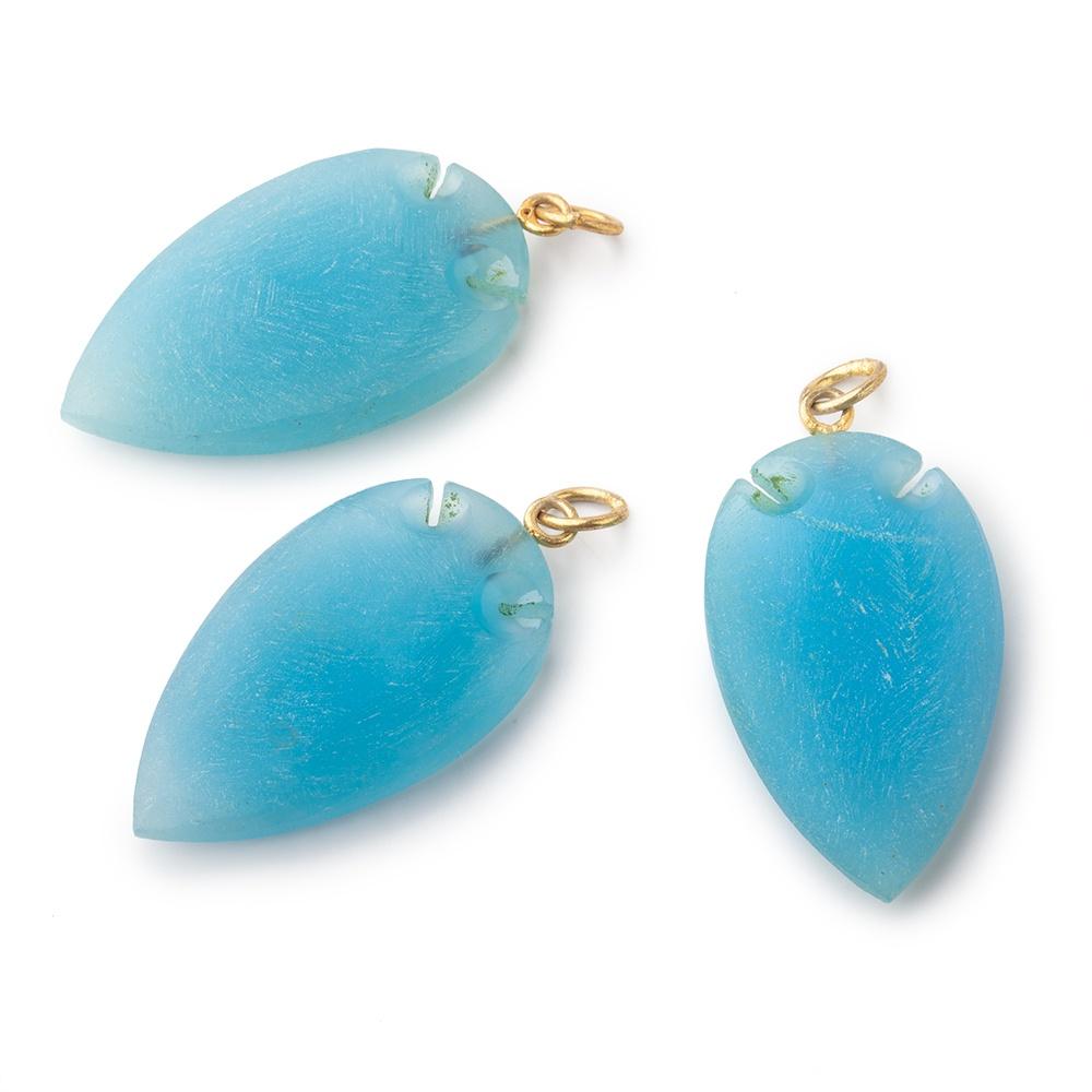 36x20mm Santorini Blue Chalcedony Matte Arrowhead Focal Pendant 1 piece - Beadsofcambay.com