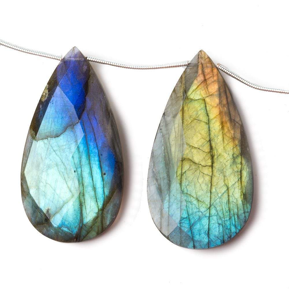 36x22-42x23mm Labradorite faceted pear briolette beads 8 inch 8 pieces A - Beadsofcambay.com