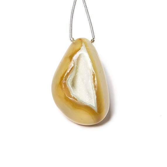 36x25mm Yellow and Cream Agate Drusy Freeform Focal Bead 1 piece - Beadsofcambay.com