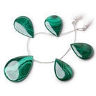 36x27-50x36mm Malachite Plain Pear Briolettes 6 inch 5 Beads - Beadsofcambay.com