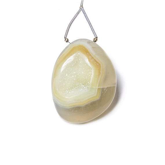 36x28mm Yellow Translucent Agate Drusy Freeform Focal Bead 1 piece - Beadsofcambay.com