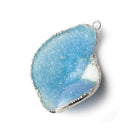 36x29x12mm Silver Leafed White & Blue Concave Drusy Focal Pendant 1 piece - Beadsofcambay.com