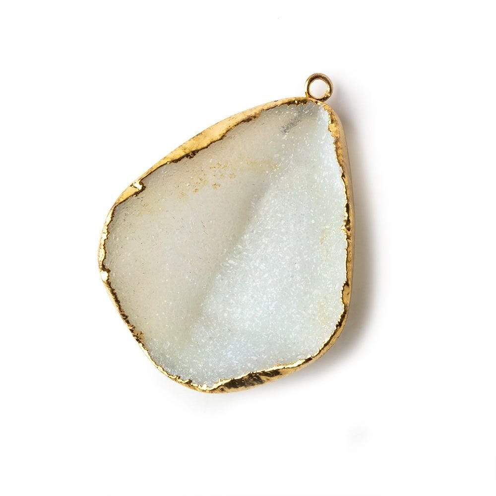 36x30x12mm Gold Leafed White Concave Drusy Pendant 1 focal bead - Beadsofcambay.com