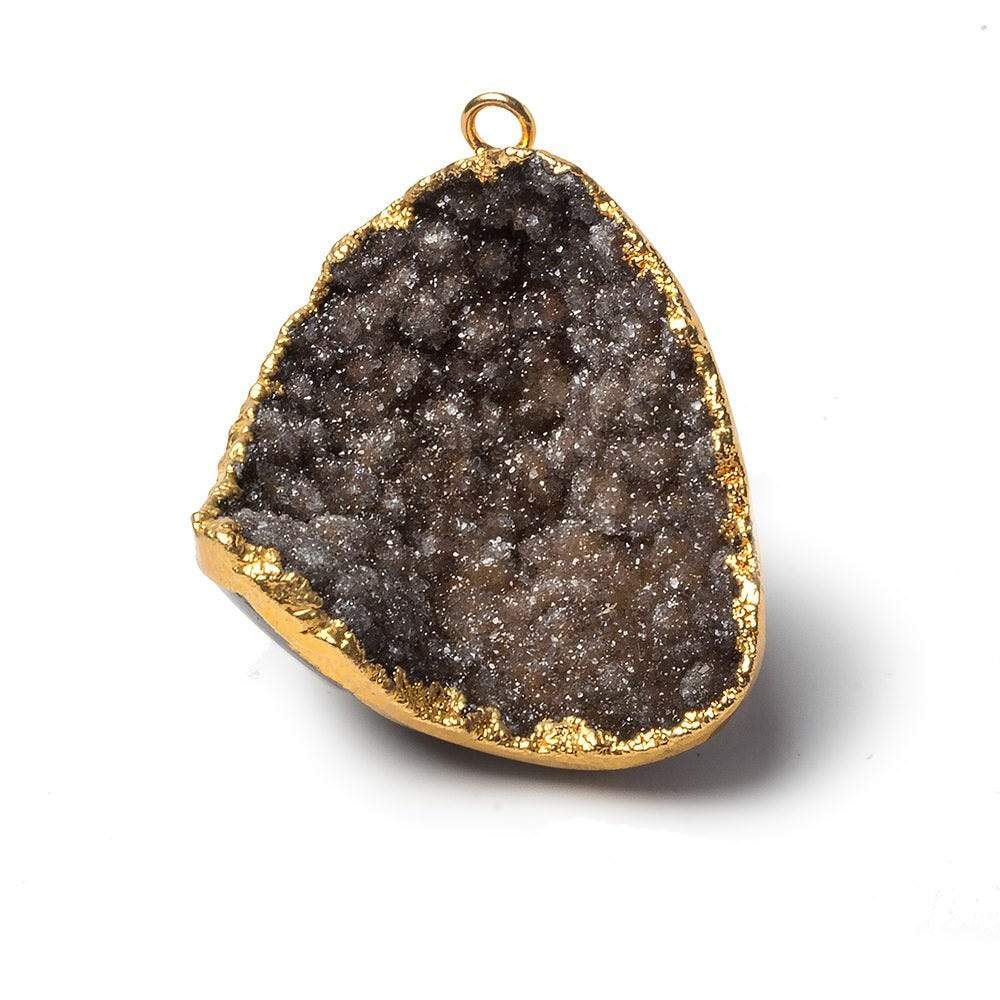 36x30x15mm Gold Leaf Edge Chocolate Agate Drusy Pendant 1 piece - Beadsofcambay.com