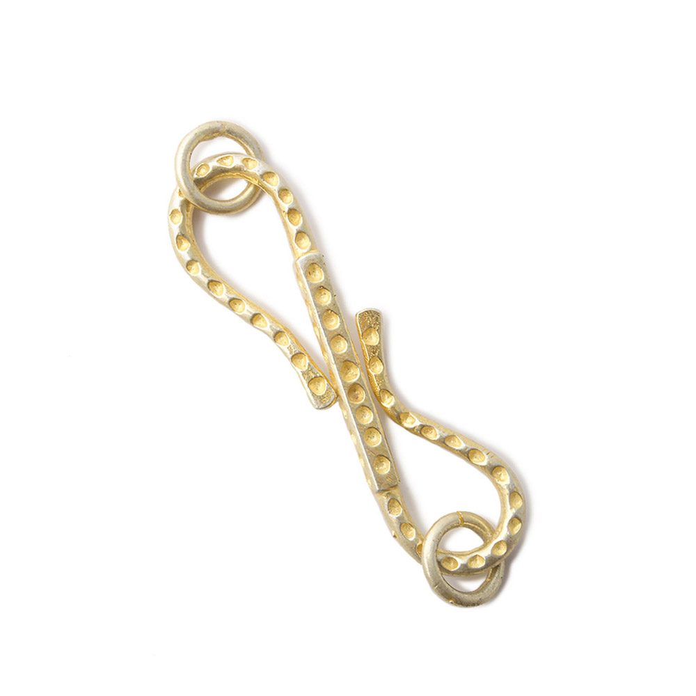 36x9mm Vermeil Hammered S-Hook 1 piece - Beadsofcambay.com
