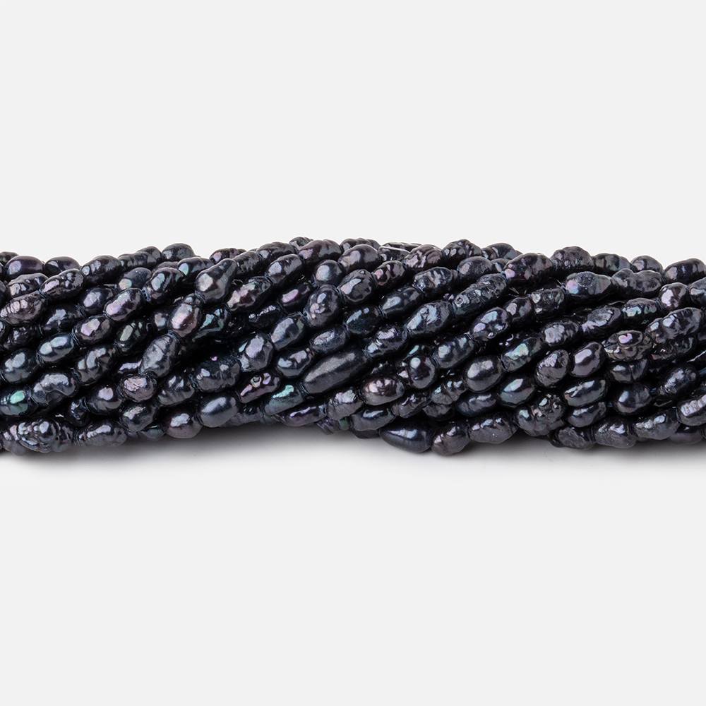 4x3mm Black Baroque Freshwater Pearl beads 15.5 inch 100 pieces - BeadsofCambay.com